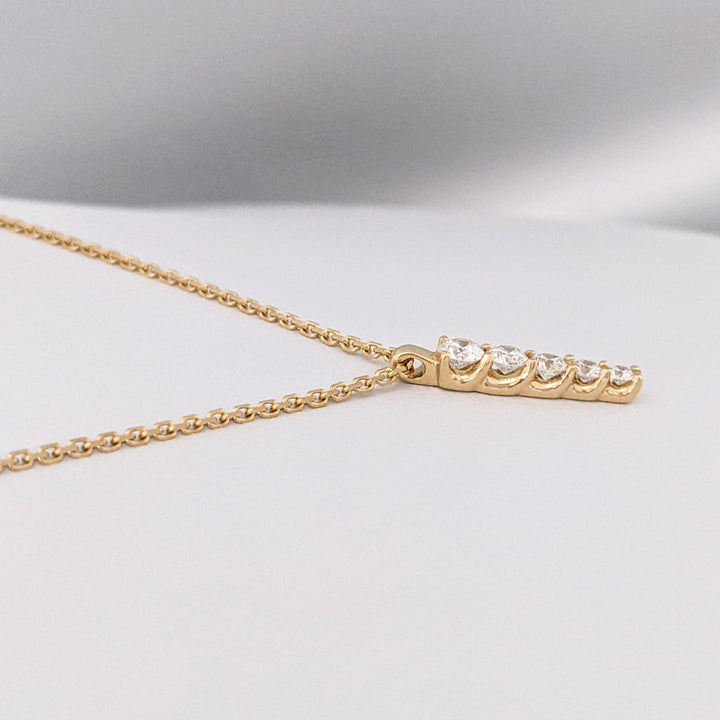 14K .47 CARAT TOTAL WEIGHT VS2 K DIAMOND ROUND (5) DROP ESTATE PENDANT & CHAIN 3.6 GRAMS