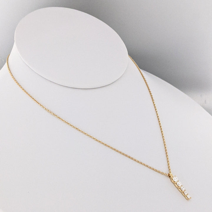 14K .47 CARAT TOTAL WEIGHT VS2 K DIAMOND ROUND (5) DROP ESTATE PENDANT & CHAIN 3.6 GRAMS