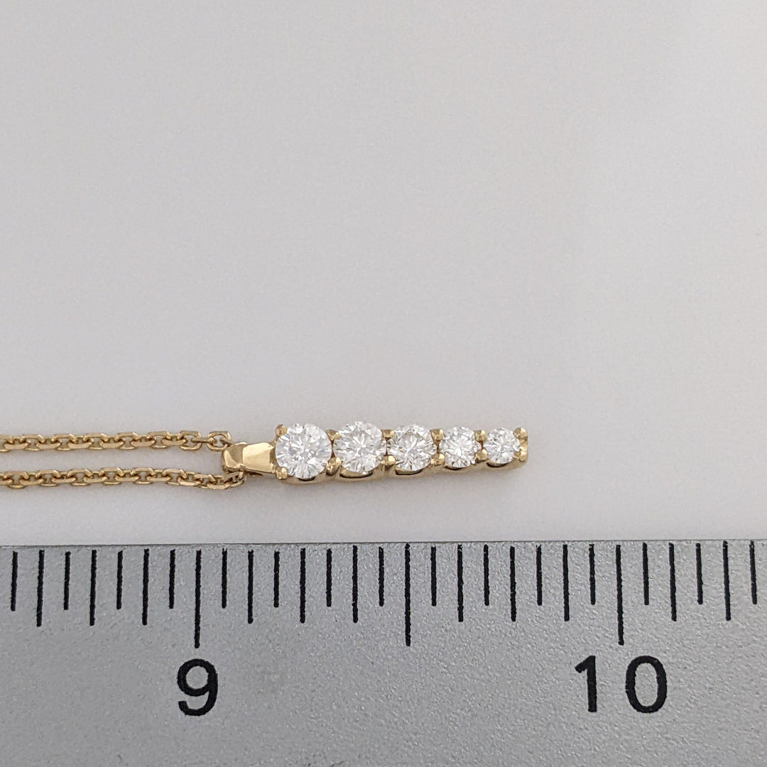 14K .47 CARAT TOTAL WEIGHT VS2 K DIAMOND ROUND (5) DROP ESTATE PENDANT & CHAIN 3.6 GRAMS