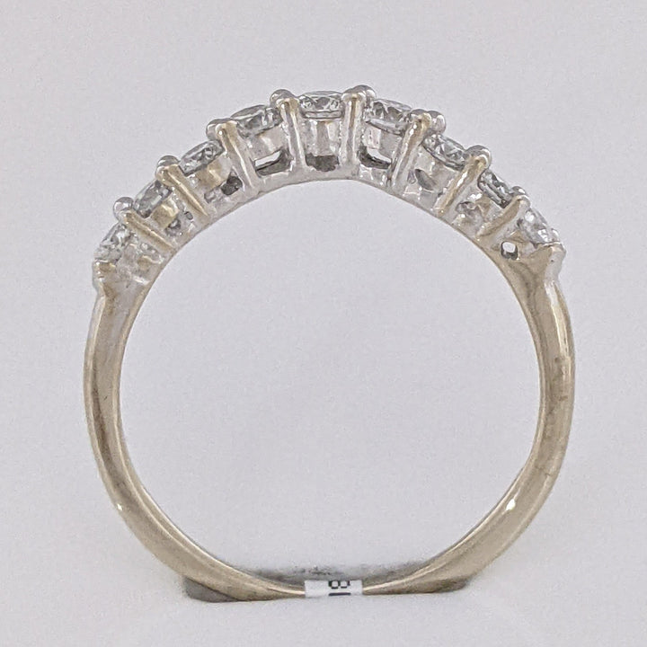 14K WHITE .45 CARAT TOTAL WEIGHT SI2 H DIAMOND ROUND (9) CURVED ESTATE BAND 1.6 GRAMS