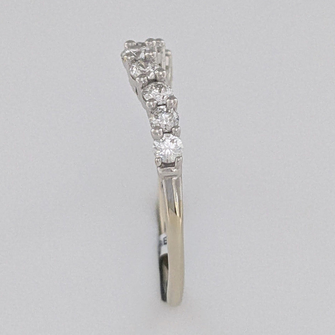 14K WHITE .45 CARAT TOTAL WEIGHT SI2 H DIAMOND ROUND (9) CURVED ESTATE BAND 1.6 GRAMS