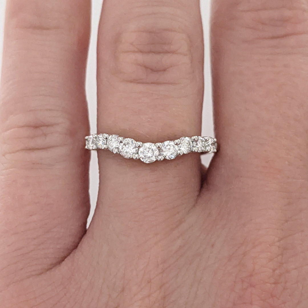 14K WHITE .45 CARAT TOTAL WEIGHT SI2 H DIAMOND ROUND (9) CURVED ESTATE BAND 1.6 GRAMS