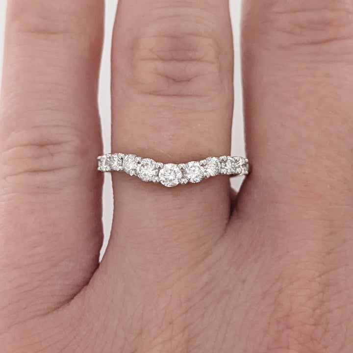 14K WHITE .45 CARAT TOTAL WEIGHT SI2 H DIAMOND ROUND (9) CURVED ESTATE BAND 1.6 GRAMS