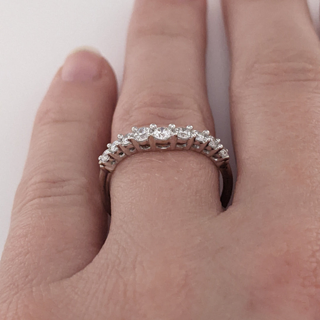 14K WHITE .45 CARAT TOTAL WEIGHT SI2 H DIAMOND ROUND (9) CURVED ESTATE BAND 1.6 GRAMS