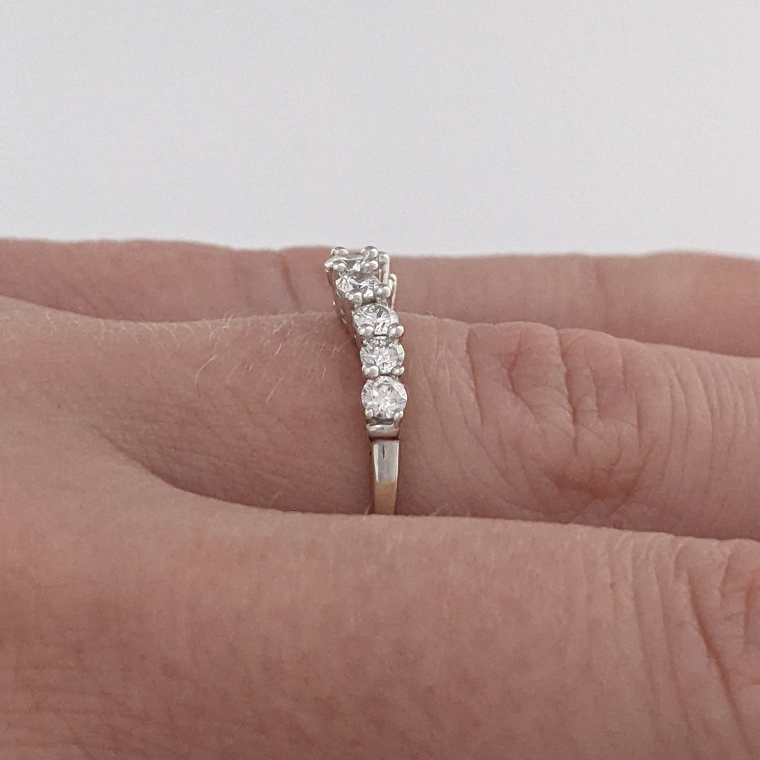 14K WHITE .45 CARAT TOTAL WEIGHT SI2 H DIAMOND ROUND (9) CURVED ESTATE BAND 1.6 GRAMS