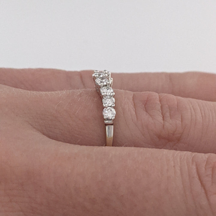 14K WHITE .45 CARAT TOTAL WEIGHT SI2 H DIAMOND ROUND (9) CURVED ESTATE BAND 1.6 GRAMS