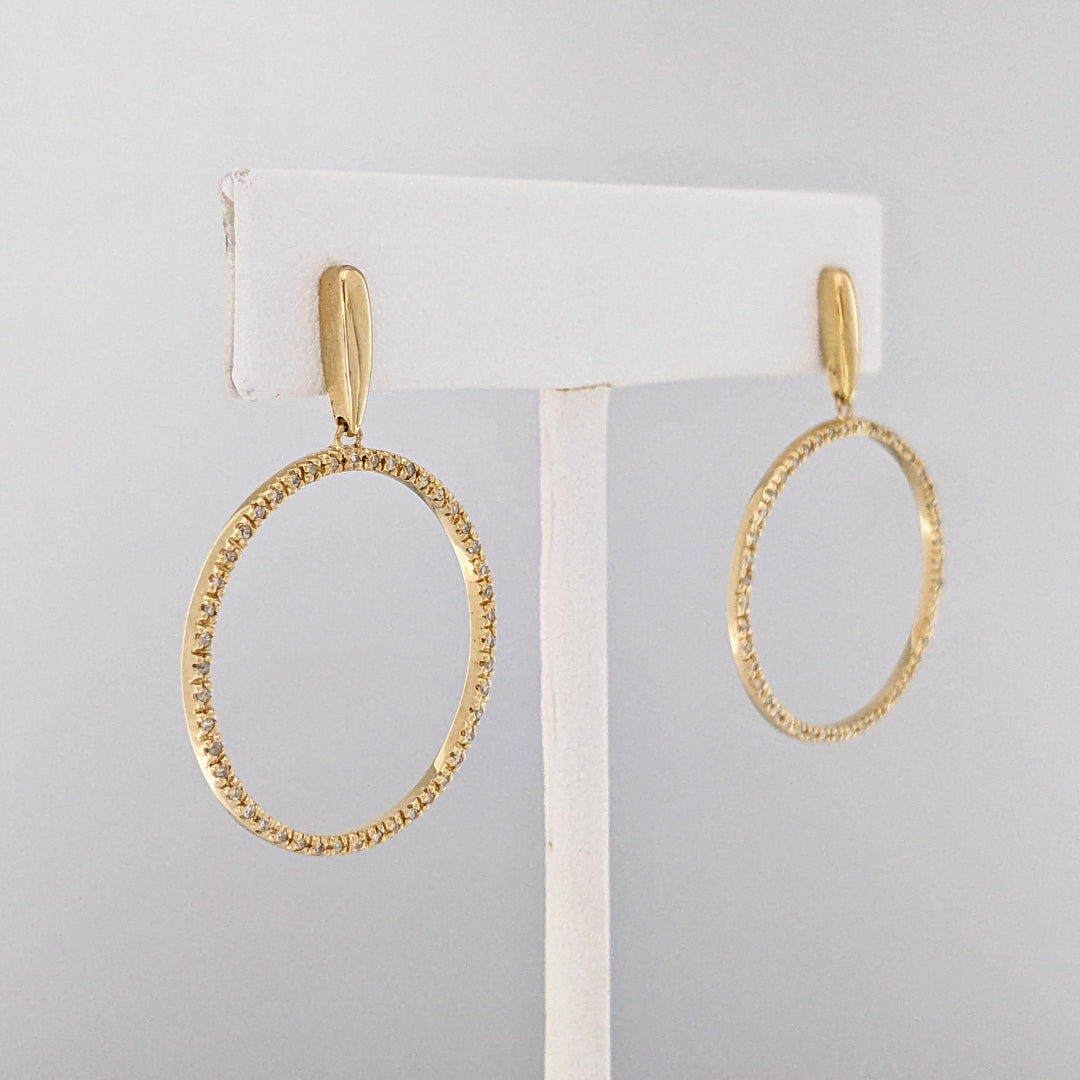 14K .37 CARAT TOTAL WEIGHT DIAMOND ROUND (92) OPEN CIRCLE ESTATE EARRINGS 4.4 GRAMS