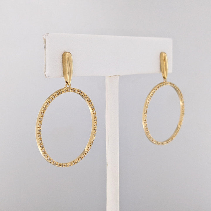 14K .37 CARAT TOTAL WEIGHT DIAMOND ROUND (92) OPEN CIRCLE ESTATE EARRINGS 4.4 GRAMS