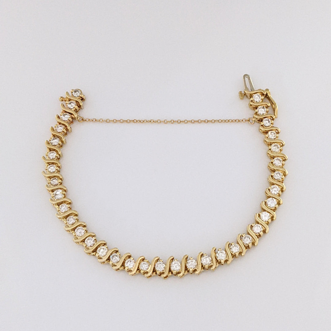 14K 4.90 CARAT TOTAL WEIGHT SI2 H DIAMOND ROUND (35) S- LINK ESTATE BRACELET 20.9 GRAMS