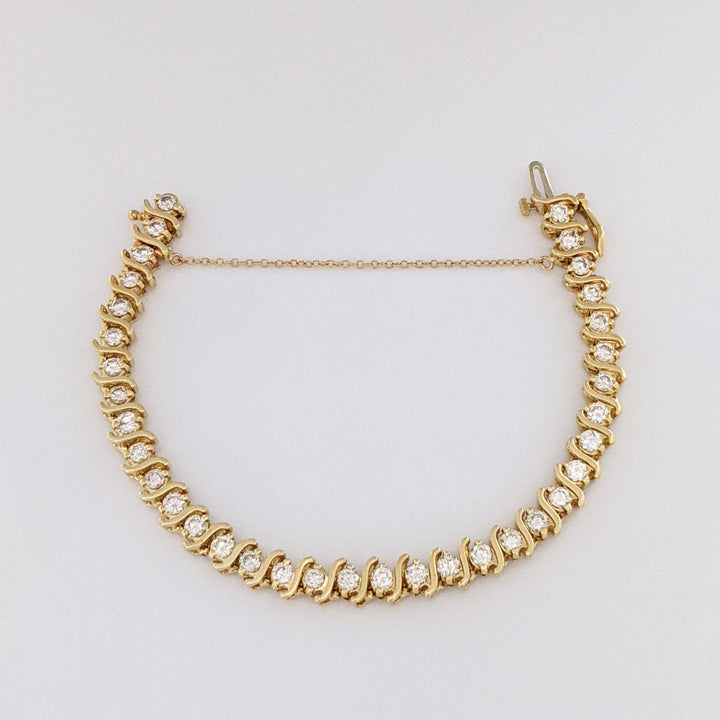 14K 4.90 CARAT TOTAL WEIGHT SI2 H DIAMOND ROUND (35) S- LINK ESTATE BRACELET 20.9 GRAMS