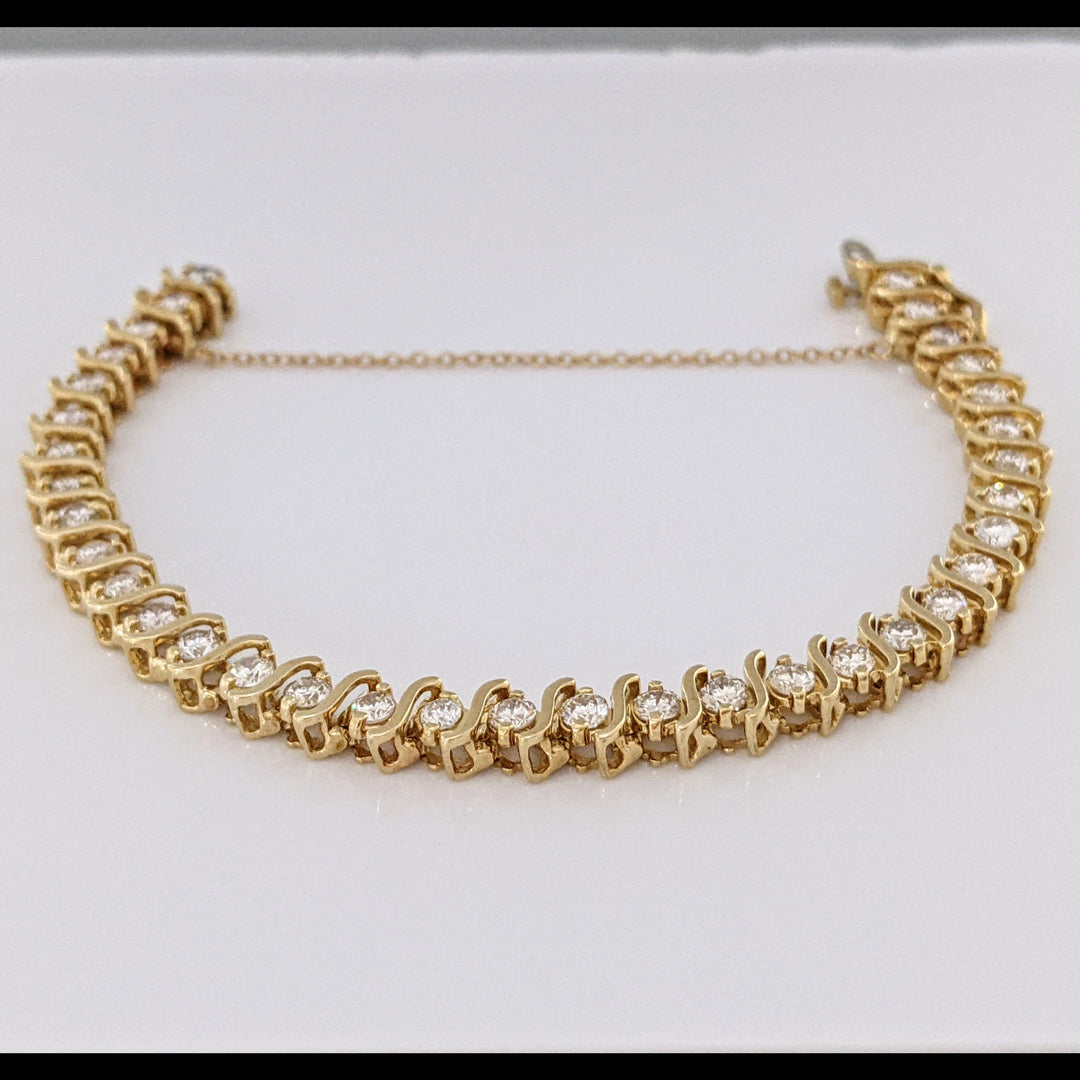 14K 4.90 CARAT TOTAL WEIGHT SI2 H DIAMOND ROUND (35) S- LINK ESTATE BRACELET 20.9 GRAMS