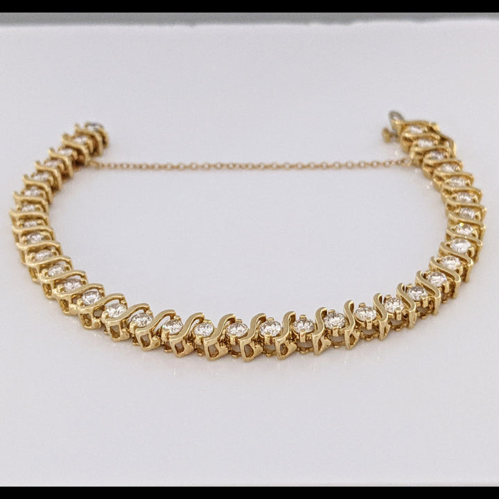 14K 4.90 CARAT TOTAL WEIGHT SI2 H DIAMOND ROUND (35) S- LINK ESTATE BRACELET 20.9 GRAMS