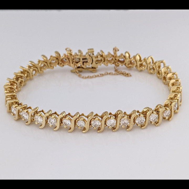 14K 4.90 CARAT TOTAL WEIGHT SI2 H DIAMOND ROUND (35) S- LINK ESTATE BRACELET 20.9 GRAMS