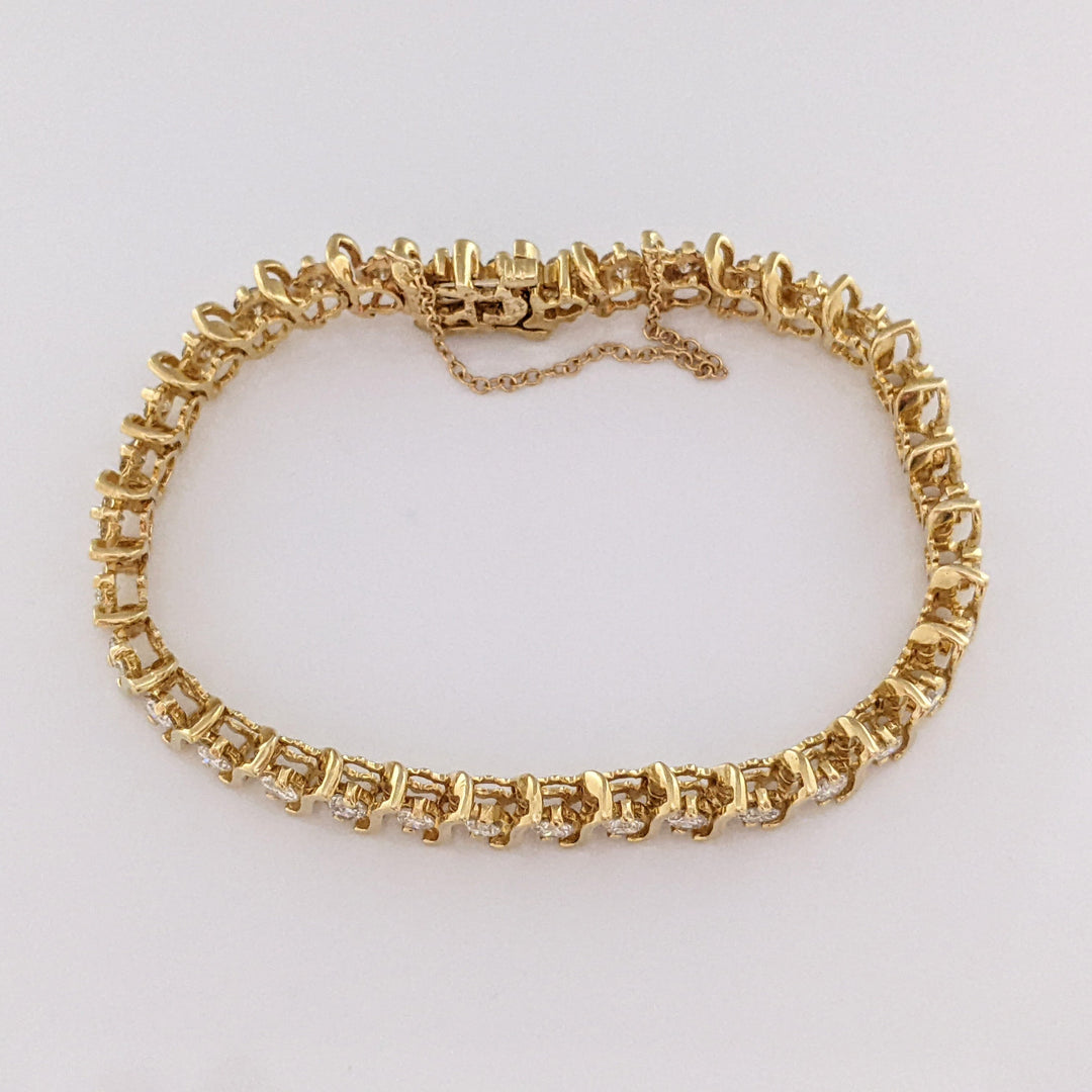 14K 4.90 CARAT TOTAL WEIGHT SI2 H DIAMOND ROUND (35) S- LINK ESTATE BRACELET 20.9 GRAMS