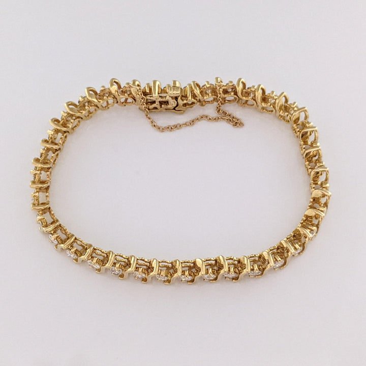 14K 4.90 CARAT TOTAL WEIGHT SI2 H DIAMOND ROUND (35) S- LINK ESTATE BRACELET 20.9 GRAMS