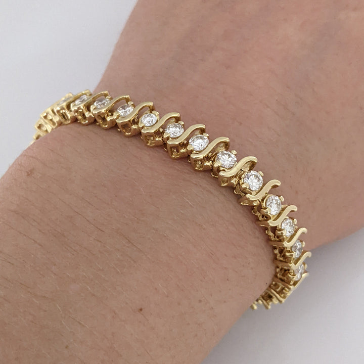 14K 4.90 CARAT TOTAL WEIGHT SI2 H DIAMOND ROUND (35) S- LINK ESTATE BRACELET 20.9 GRAMS