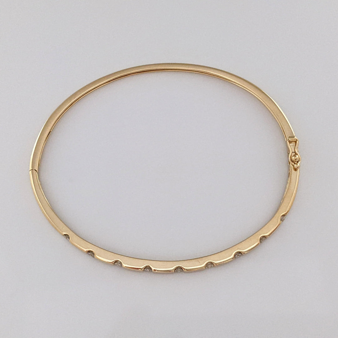 14K .36 CARAT TOTAL WEIGHT I1 I DIAMOND ROUND (9) TENSION SET ESTATE BANGLE 9.0 GRAMS