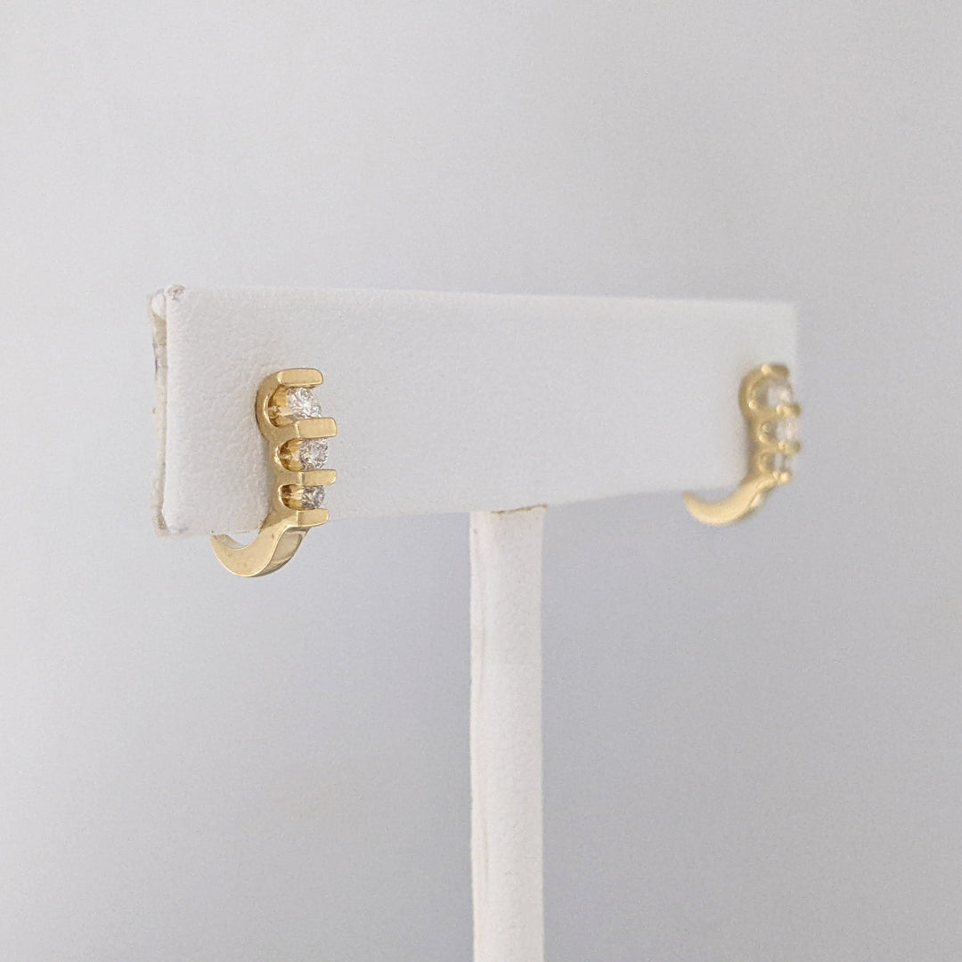 14K .24 CARAT TOTAL WEIGHT DIAMOND ROUND (6) ESTATE BAR SET J-HOOP ESTATE EARRINGS 2.0 GRAMS