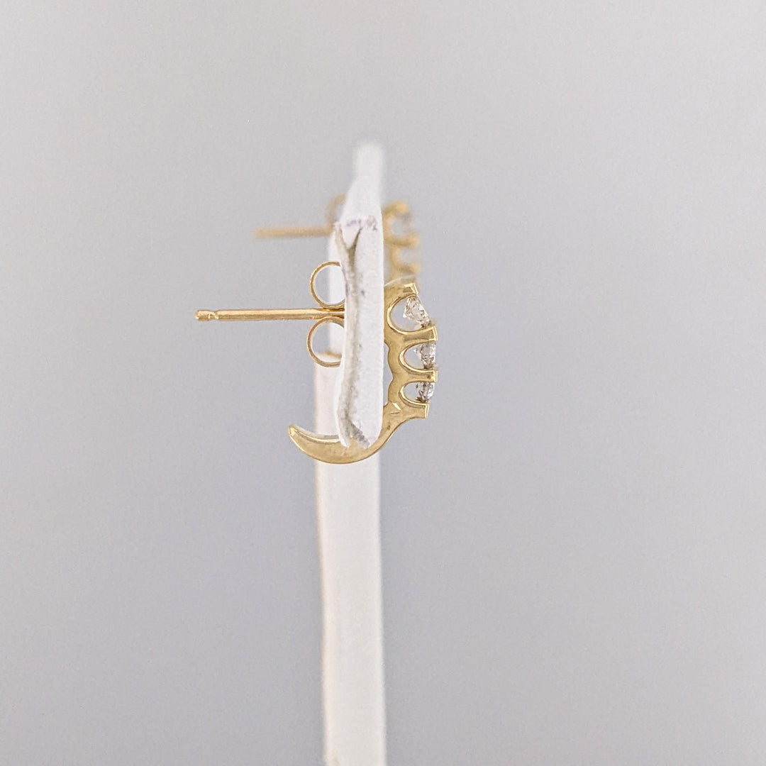 14K .24 CARAT TOTAL WEIGHT DIAMOND ROUND (6) ESTATE BAR SET J-HOOP ESTATE EARRINGS 2.0 GRAMS