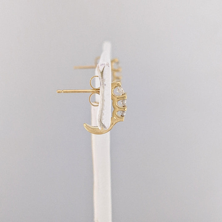 14K .24 CARAT TOTAL WEIGHT DIAMOND ROUND (6) ESTATE BAR SET J-HOOP ESTATE EARRINGS 2.0 GRAMS