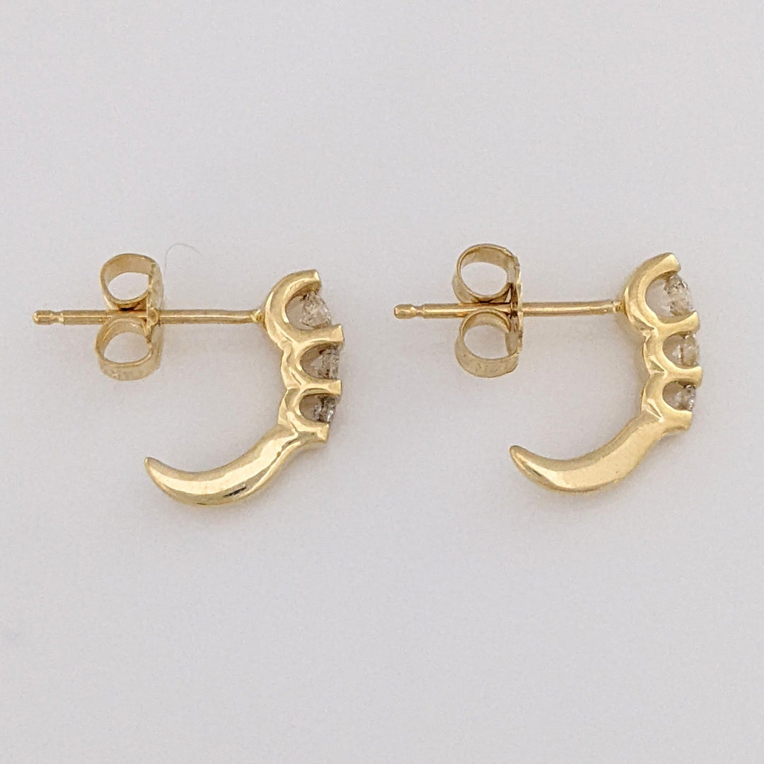 14K .24 CARAT TOTAL WEIGHT DIAMOND ROUND (6) ESTATE BAR SET J-HOOP ESTATE EARRINGS 2.0 GRAMS