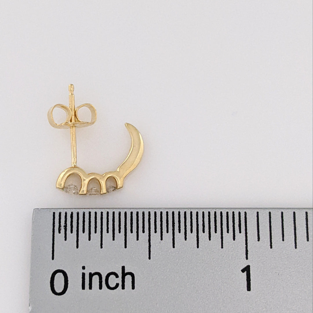 14K .24 CARAT TOTAL WEIGHT DIAMOND ROUND (6) ESTATE BAR SET J-HOOP ESTATE EARRINGS 2.0 GRAMS