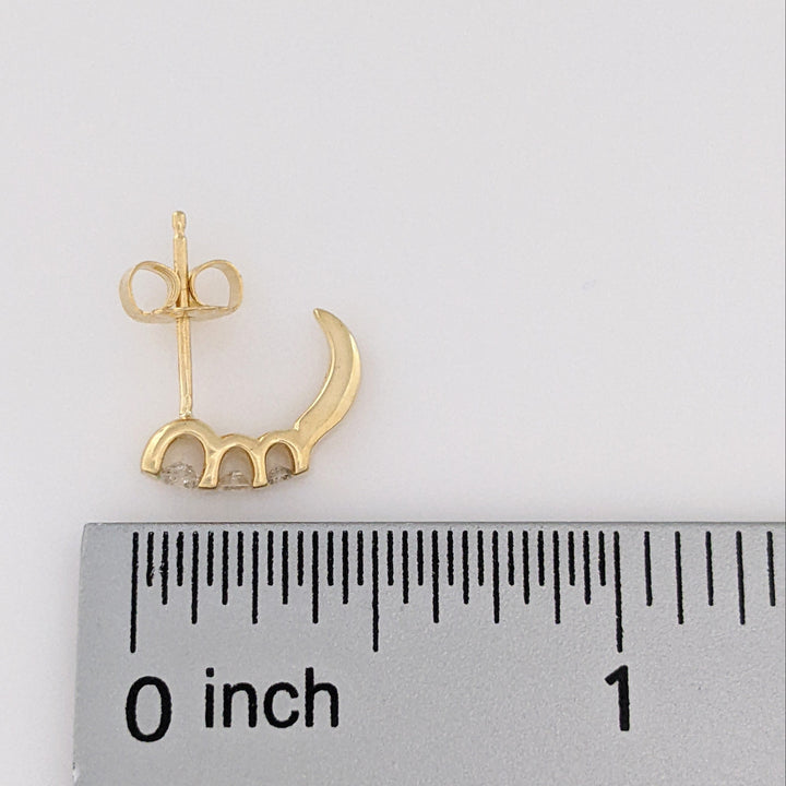 14K .24 CARAT TOTAL WEIGHT DIAMOND ROUND (6) ESTATE BAR SET J-HOOP ESTATE EARRINGS 2.0 GRAMS