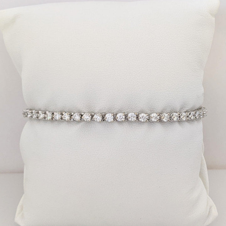 14K WHITE 3.05 CARAT TOTAL WEIGHT SI1 H DIAMOND ROUND (47) ESTATE TENNIS BRACELET 10.1 GRAMS
