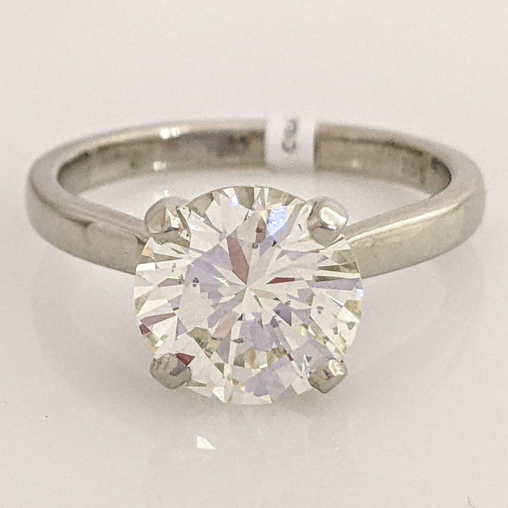 14K WHITE 2.60 CARAT TOTAL WEIGHT VS2 O DIAMOND ROUND ESTATE SOLITAIRE RING 3.6 GRAMS