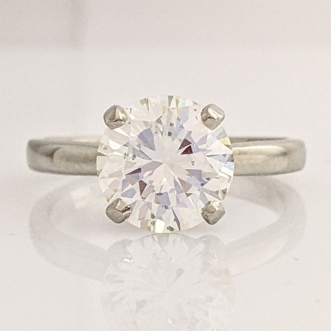 14K WHITE 2.60 CARAT TOTAL WEIGHT VS2 O DIAMOND ROUND ESTATE SOLITAIRE RING 3.6 GRAMS