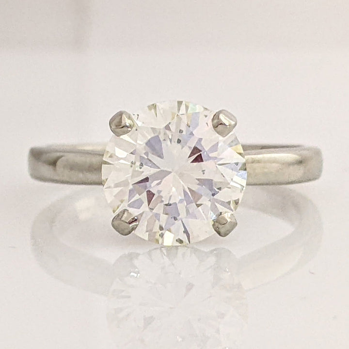 14K WHITE 2.60 CARAT TOTAL WEIGHT VS2 O DIAMOND ROUND ESTATE SOLITAIRE RING 3.6 GRAMS