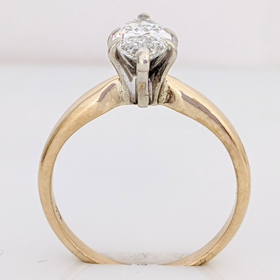14K 1.06 CARAT TOTAL WEIGHT SI2 G DIAMOND MARQUISE ESTATE SOLITAIRE RING 2.8 GRAMS