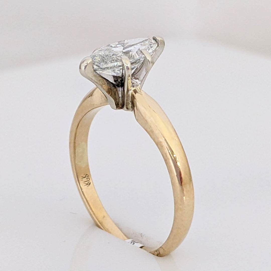 14K 1.06 CARAT TOTAL WEIGHT SI2 G DIAMOND MARQUISE ESTATE SOLITAIRE RING 2.8 GRAMS