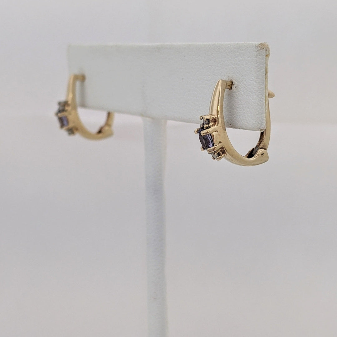 14K TANZANITE OVAL 3X4 WITH (4) MELEE ESTATE EARRINGS 2.2 GRAMS