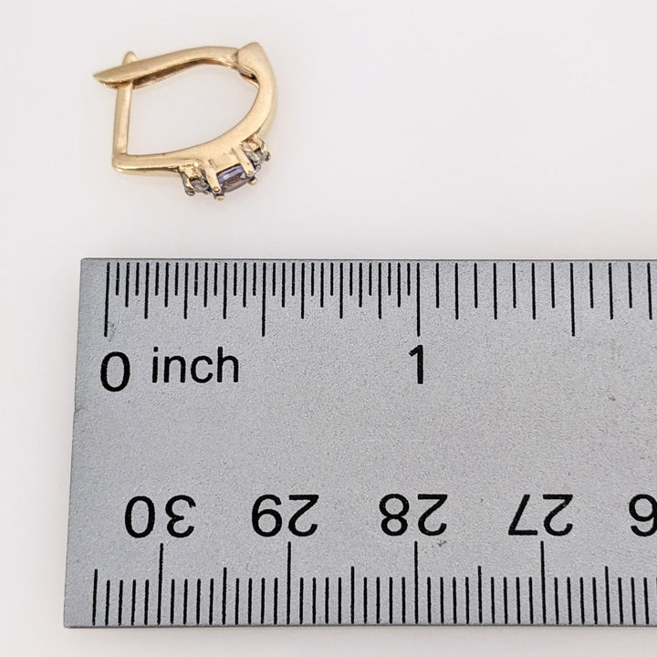 14K TANZANITE OVAL 3X4 WITH (4) MELEE ESTATE EARRINGS 2.2 GRAMS