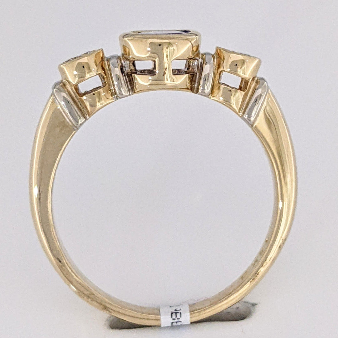 14K TANZANITE OVAL 5X7 BEZEL SET WITH .18 DIAMOND TOTAL WEIGHT ESTATE RING 5.1 GRAMS