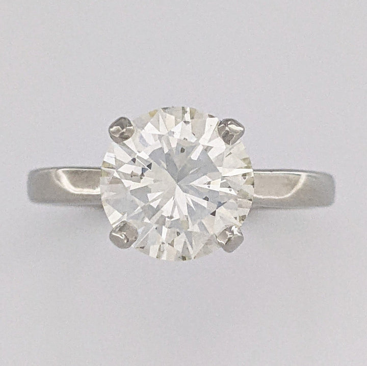 14K WHITE 2.60 CARAT TOTAL WEIGHT VS2 O DIAMOND ROUND ESTATE SOLITAIRE RING 3.6 GRAMS