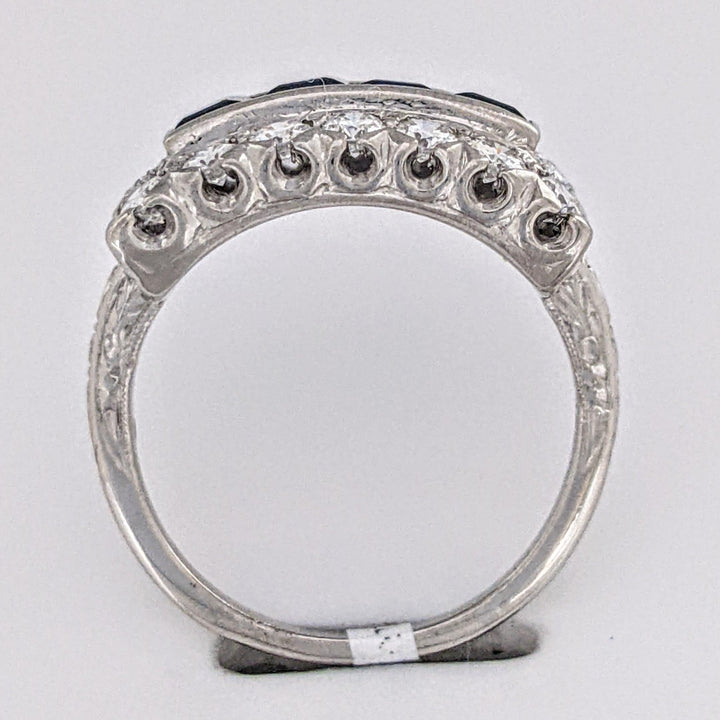 PLATINUM SAPPHIRE PRINCESS CUT (4) 3.5MM WITH .72 DIAMOND TOTAL WEIGHT ESTATE RING 5.5 GRAMS