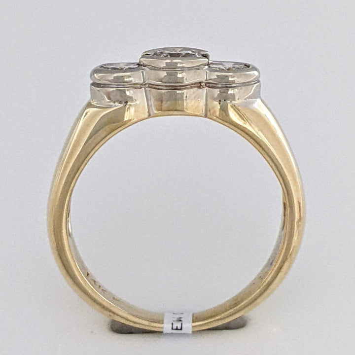 14K 1.00 CARAT TOTAL WEIGHT I1 I DIAMOND ROUND (3) BEZEL SET TRINITY ESTATE RING 5.6 GRAMS