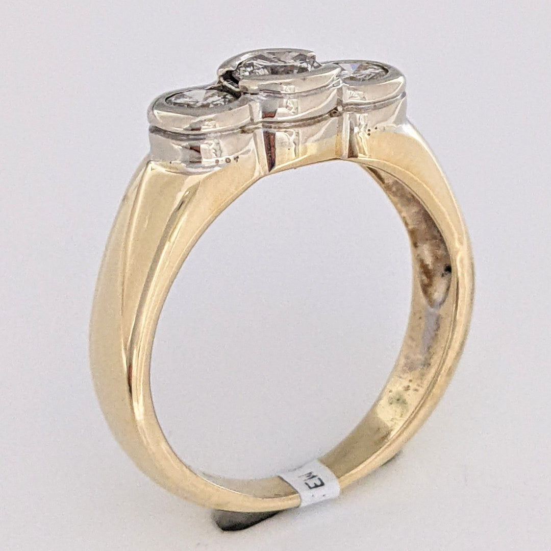 14K 1.00 CARAT TOTAL WEIGHT I1 I DIAMOND ROUND (3) BEZEL SET TRINITY ESTATE RING 5.6 GRAMS