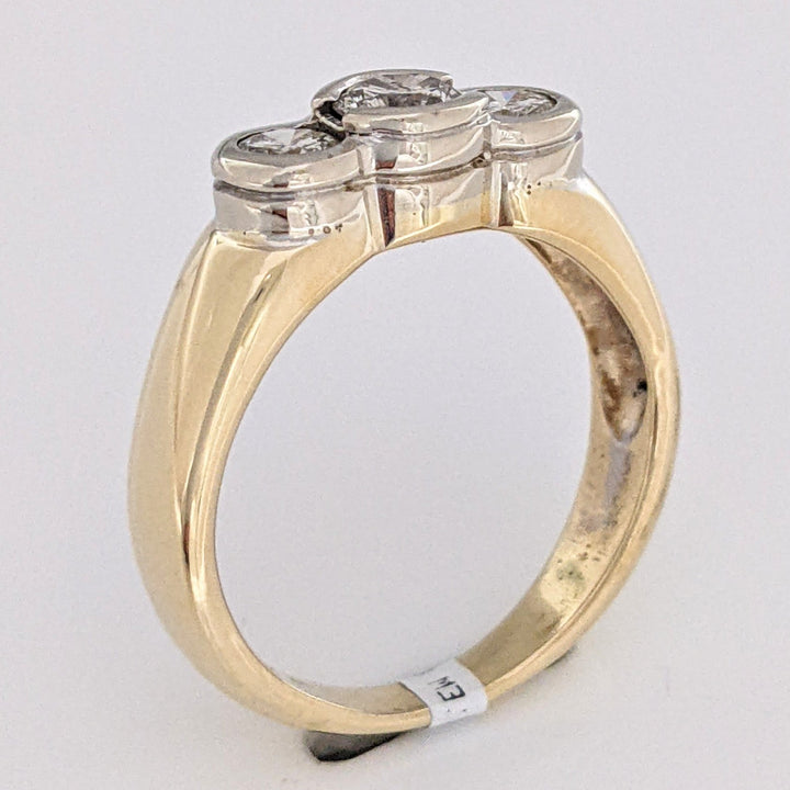 14K 1.00 CARAT TOTAL WEIGHT I1 I DIAMOND ROUND (3) BEZEL SET TRINITY ESTATE RING 5.6 GRAMS