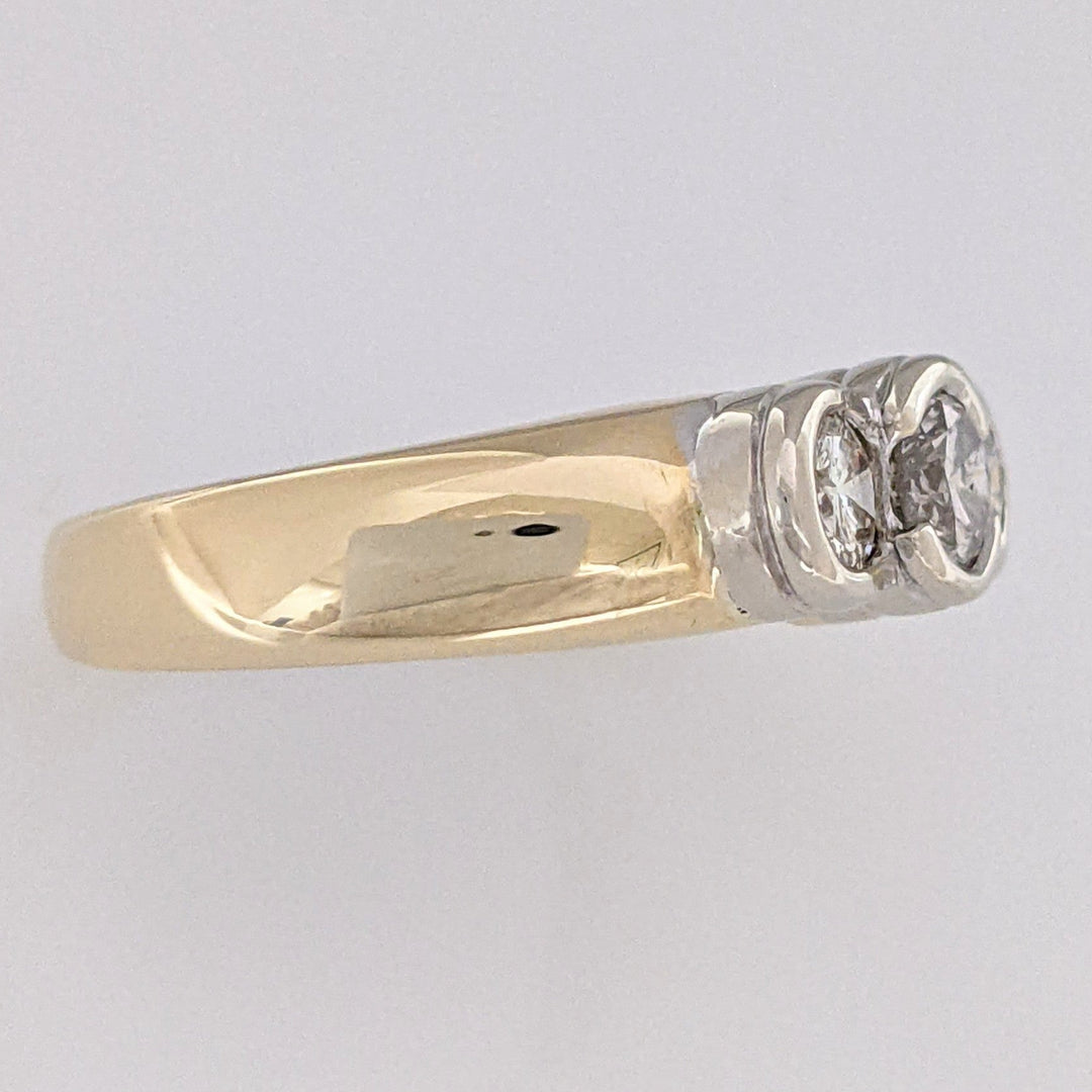 14K 1.00 CARAT TOTAL WEIGHT I1 I DIAMOND ROUND (3) BEZEL SET TRINITY ESTATE RING 5.6 GRAMS