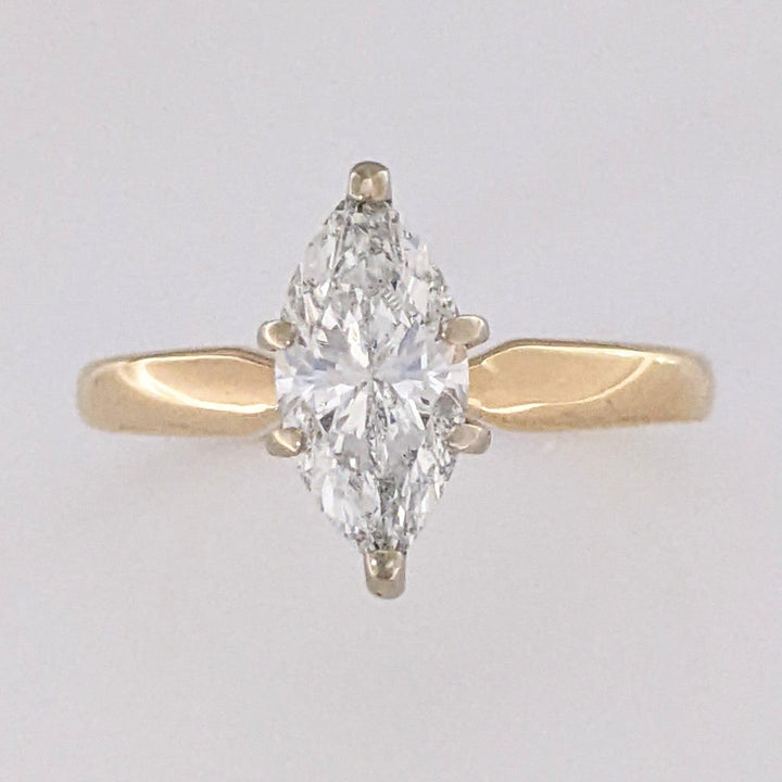 14K 1.06 CARAT TOTAL WEIGHT SI2 G DIAMOND MARQUISE ESTATE SOLITAIRE RING 2.8 GRAMS