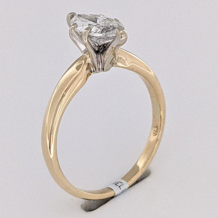 14K 1.06 CARAT TOTAL WEIGHT SI2 G DIAMOND MARQUISE ESTATE SOLITAIRE RING 2.8 GRAMS