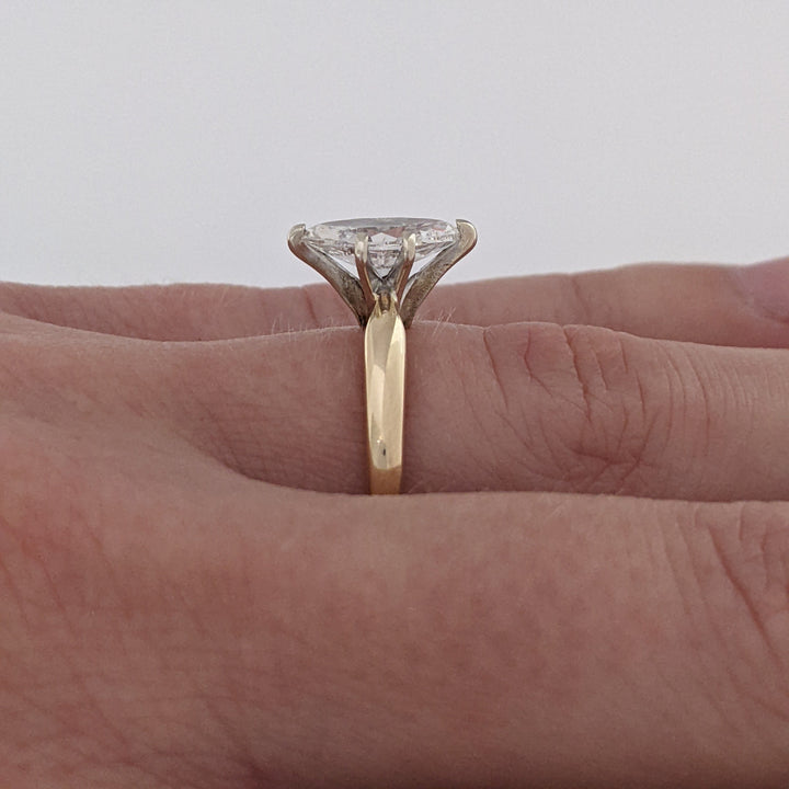 14K 1.06 CARAT TOTAL WEIGHT SI2 G DIAMOND MARQUISE ESTATE SOLITAIRE RING 2.8 GRAMS
