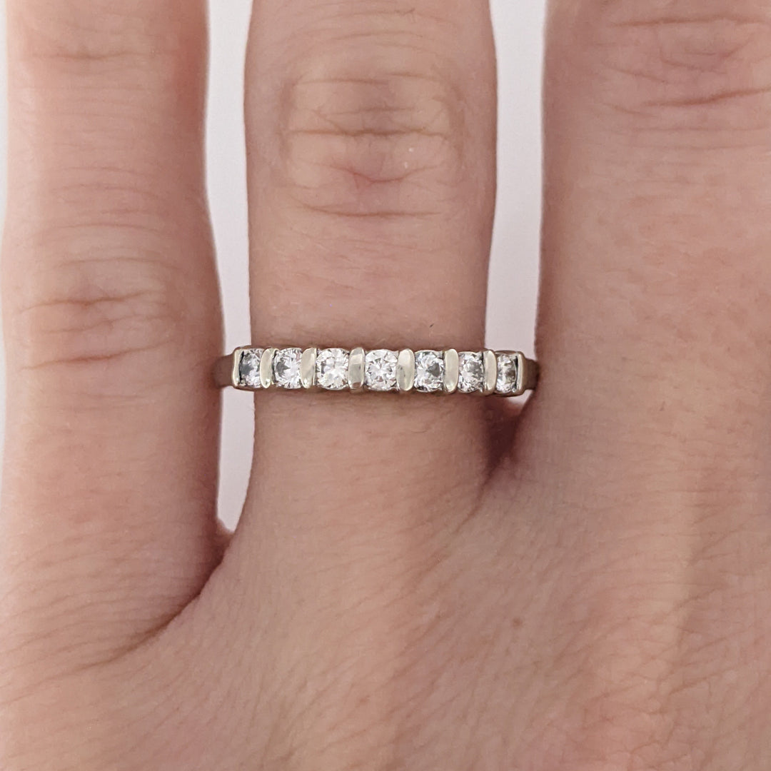 14K WHITE .42 CARAT TOTAL WEIGHT SI2 H DIAMOND ROUND (7) ESTATE BAR SET BAND 2.1 GRAMS