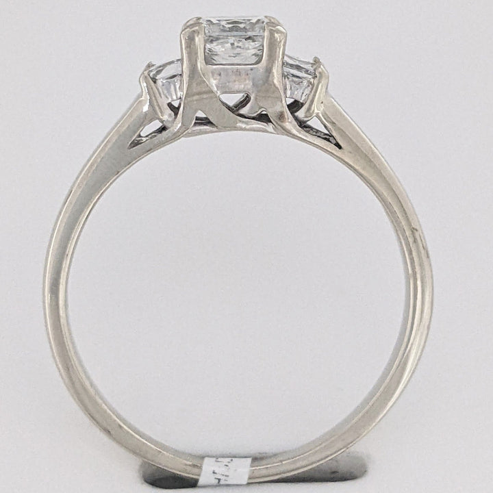 14K WHITE .74 CARAT TOTAL WEIGHT SI2 F-H DIAMOND PRINCESS CUT (3) ESTATE TRINITY RING 2.3 GRAMS