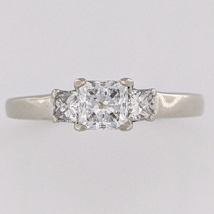 14K WHITE .74 CARAT TOTAL WEIGHT SI2 F-H DIAMOND PRINCESS CUT (3) ESTATE TRINITY RING 2.3 GRAMS
