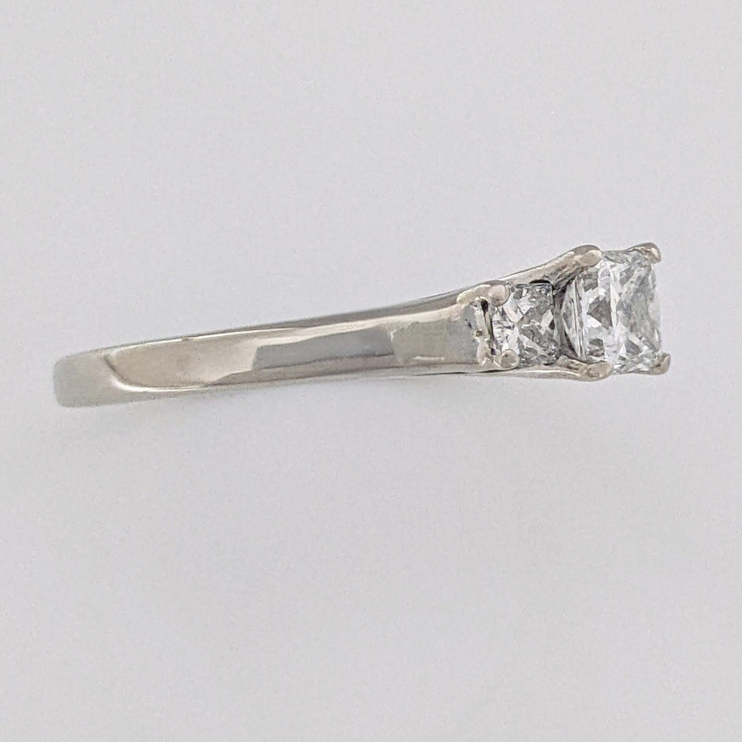 14K WHITE .74 CARAT TOTAL WEIGHT SI2 F-H DIAMOND PRINCESS CUT (3) ESTATE TRINITY RING 2.3 GRAMS