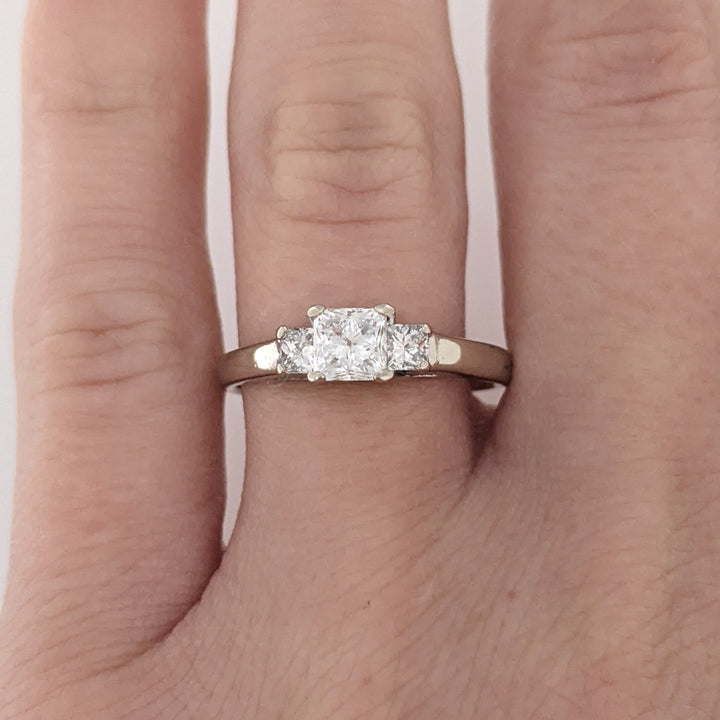14K WHITE .74 CARAT TOTAL WEIGHT SI2 F-H DIAMOND PRINCESS CUT (3) ESTATE TRINITY RING 2.3 GRAMS